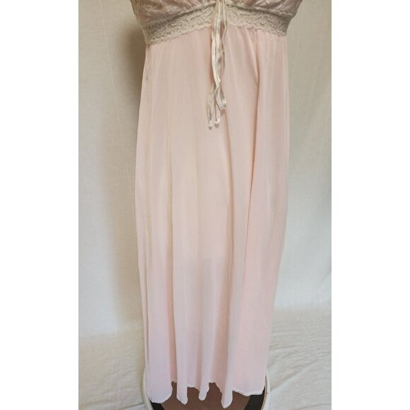 60s Vintage Pink Lace Semi Sheer Nylon Nightgown Lingerie Boudoir - Picture 8 of 8